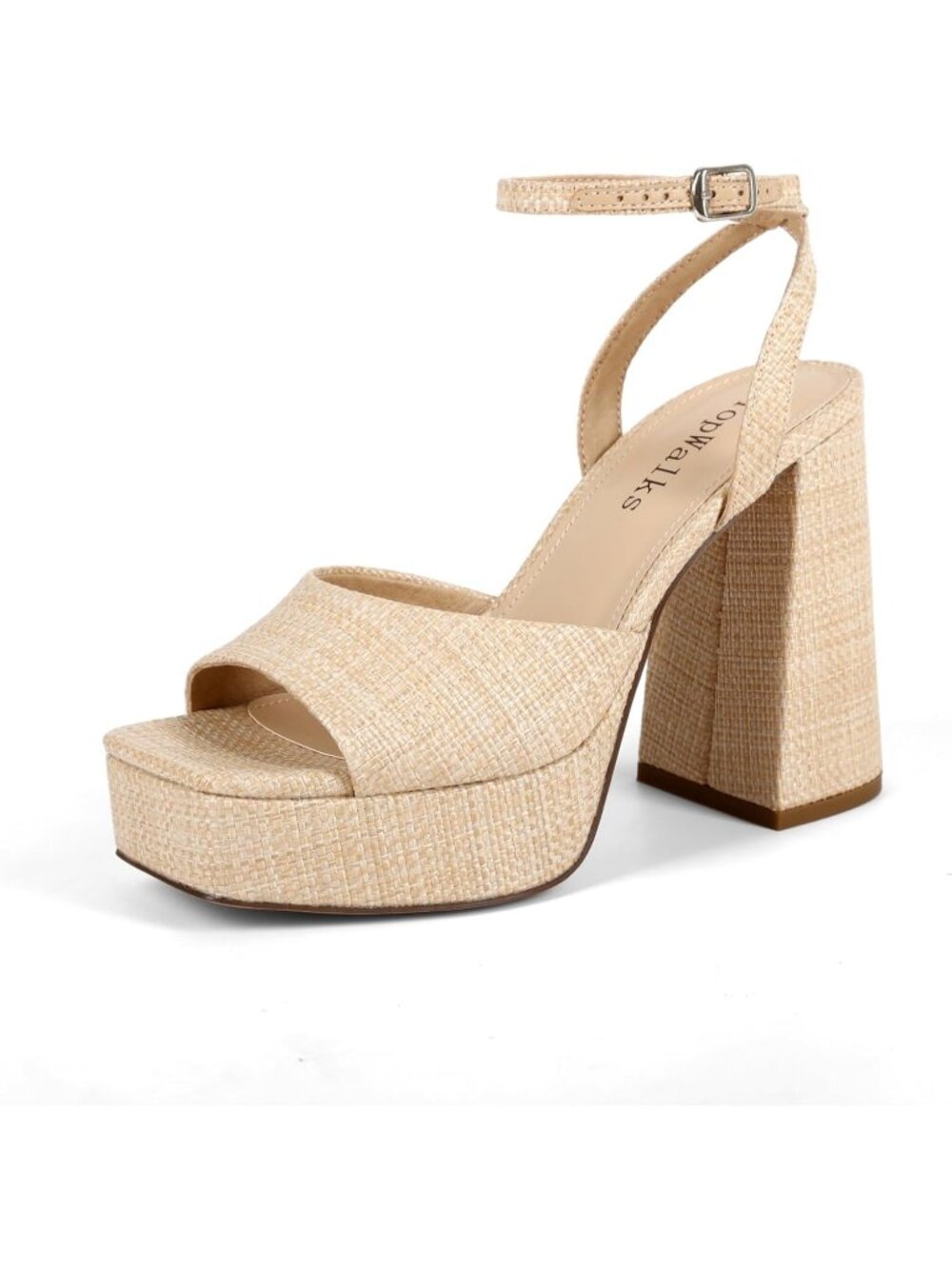 Women's Khaki Chunky Heel Platform Sandals Open Toe Ankle Strap Party Shoes